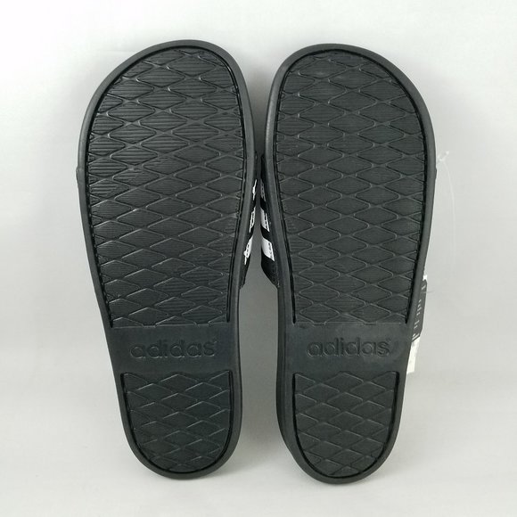 NEW Sz Men 6-13 | Women 7-14 Adidas Comfort Slides in Black with White Stripes - Picture 7 of 10